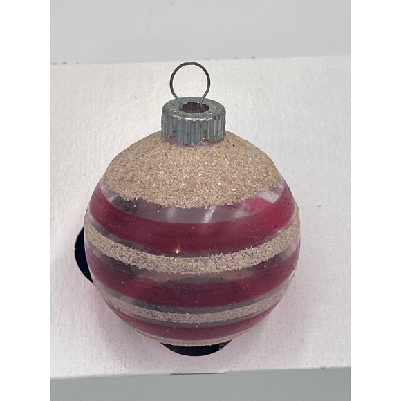 Shiny Brite Other - VTG Shiny Brite Unsilvered Red Striped Christmas Ornament Mica